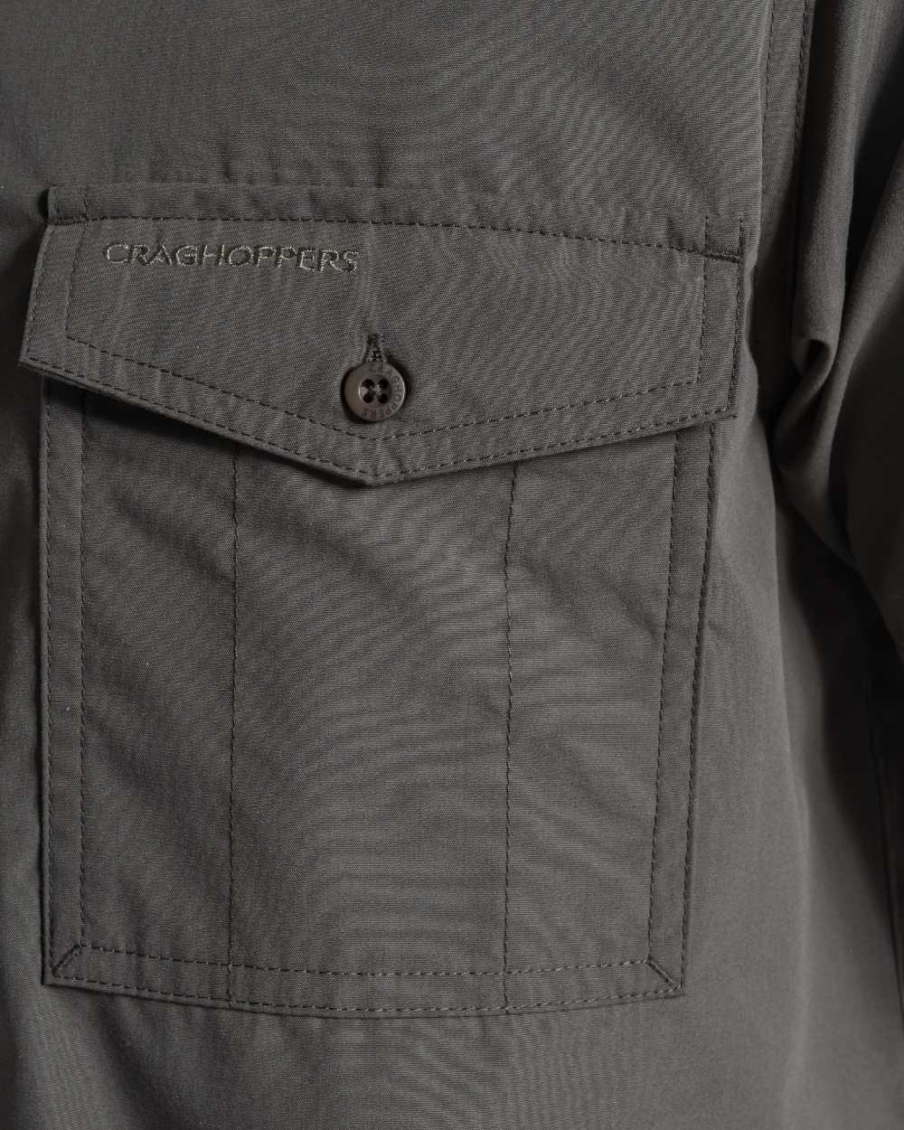 Cedar coloured Craghoppers Mens Kiwi II Short Sleeved Shirt on white background