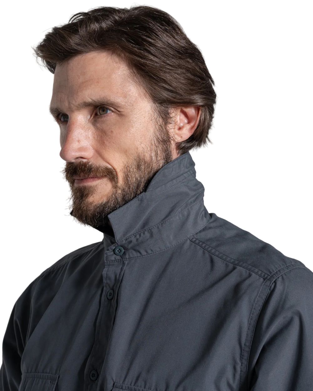 Dark Grey coloured Craghoppers Mens Kiwi II Short Sleeved Shirt on white background