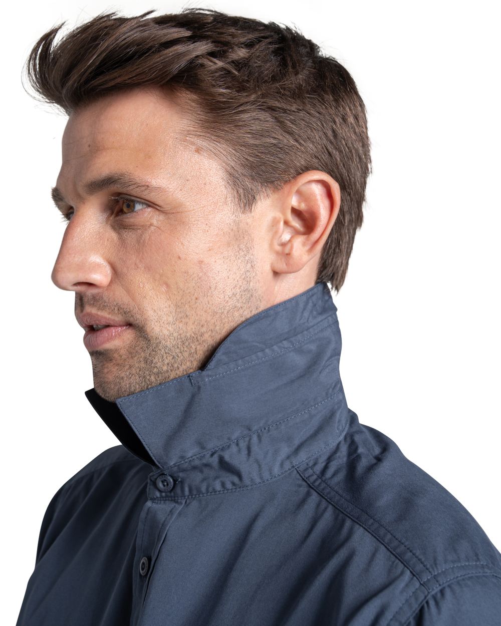 Ombre Blue coloured Craghoppers Mens Kiwi II Short Sleeved Shirt on white background