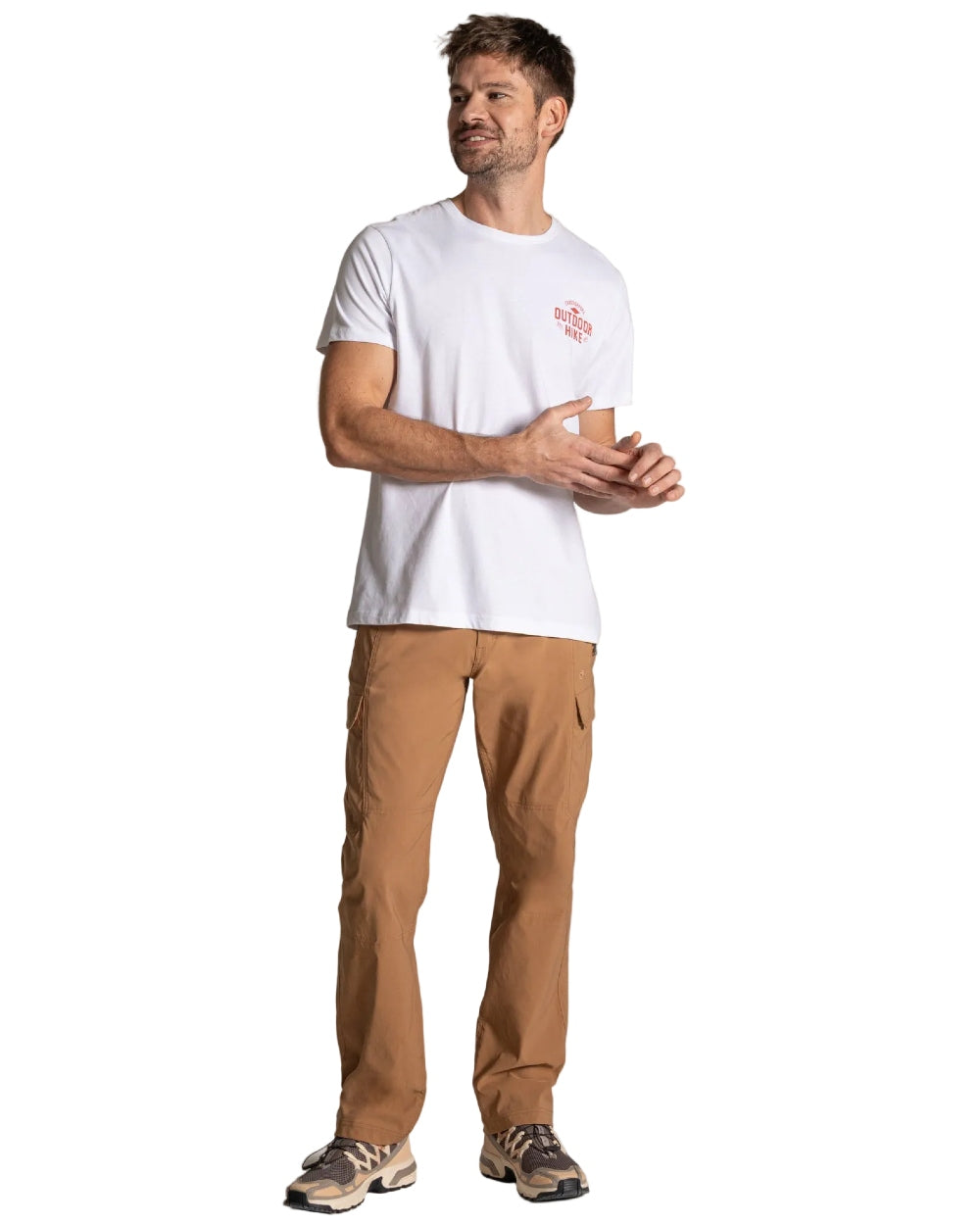Boulder coloured Craghoppers Mens Kiwi Pro Cargo Trousers on white background