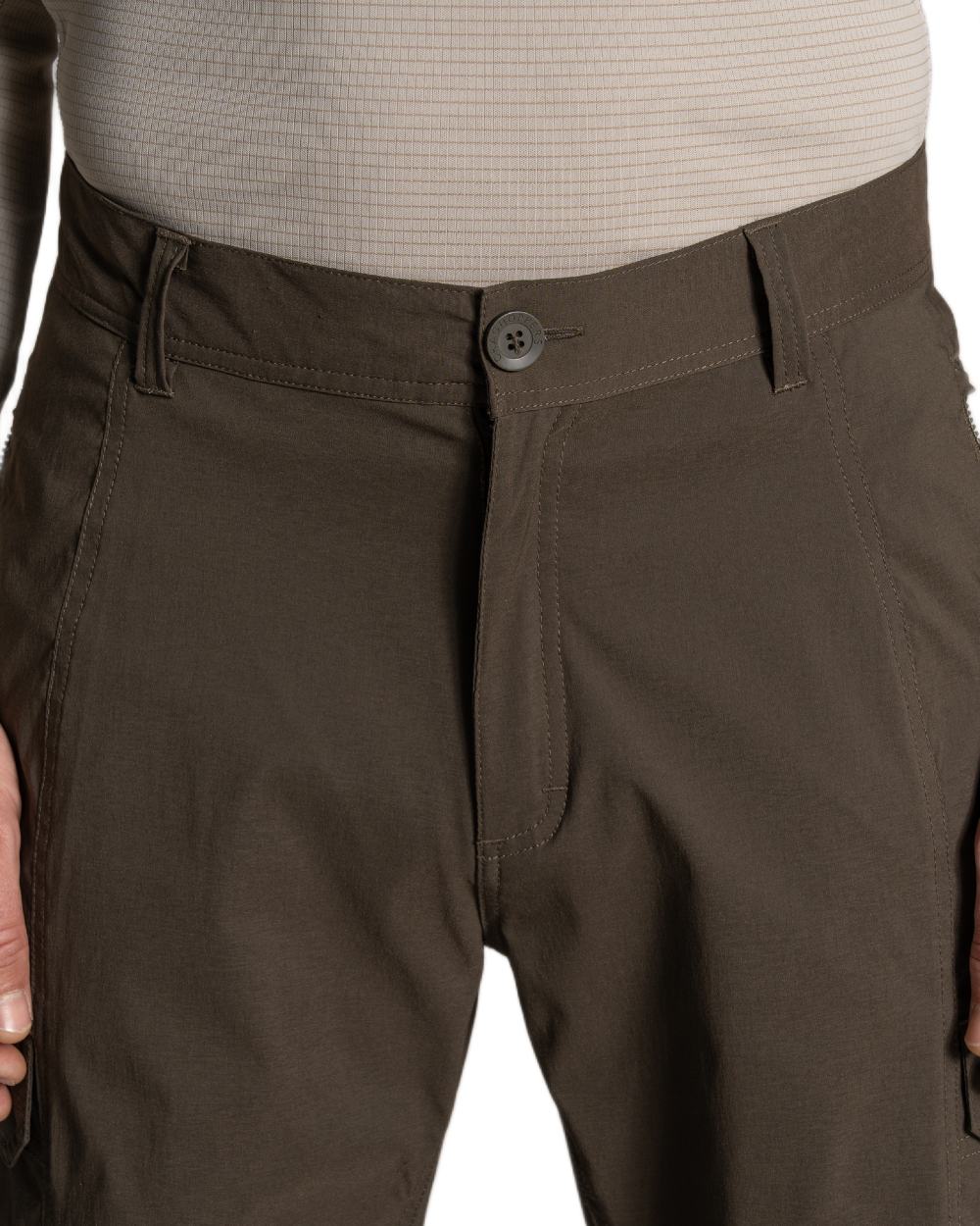 Woodland Green coloured Craghoppers Mens Kiwi Pro Cargo Trousers on white background