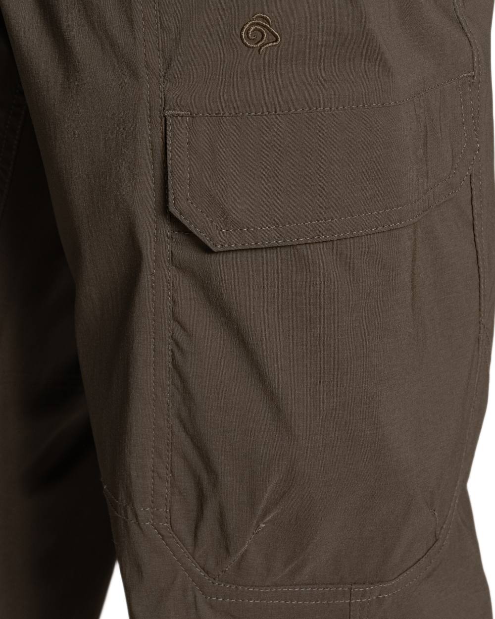 Woodland Green coloured Craghoppers Mens Kiwi Pro Cargo Trousers on white background