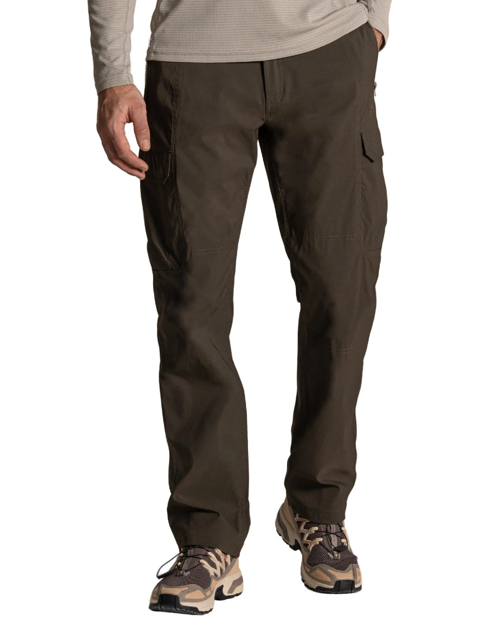 Woodland Green coloured Craghoppers Mens Kiwi Pro Cargo Trousers on white background