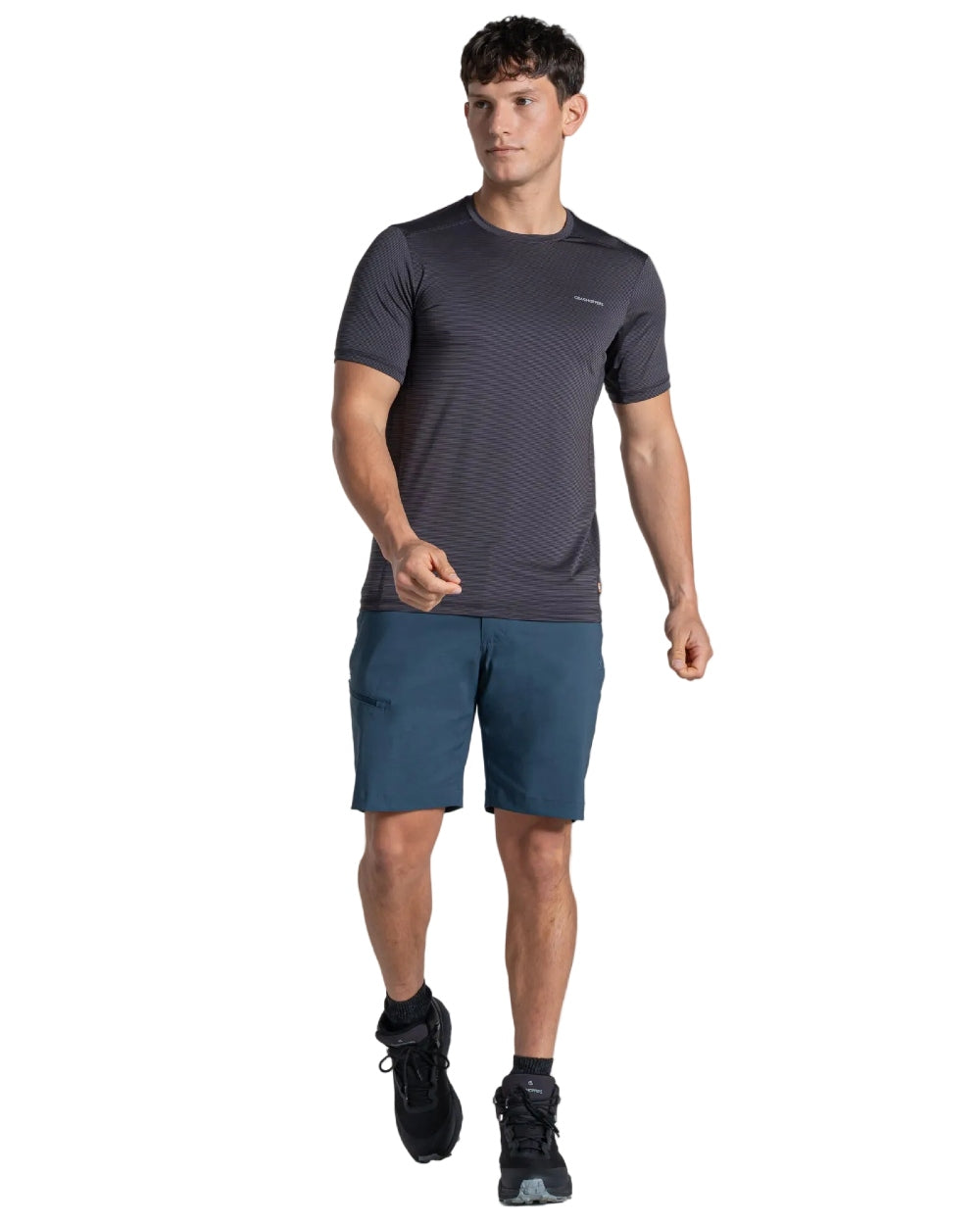 Blue Stone coloured Craghoppers Mens Kiwi Pro III Shorts on white background