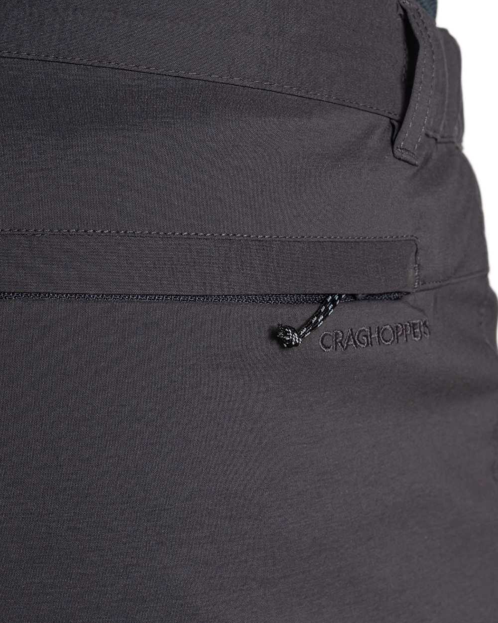 Dark Lead coloured Craghoppers Mens Kiwi Pro III Shorts on white background