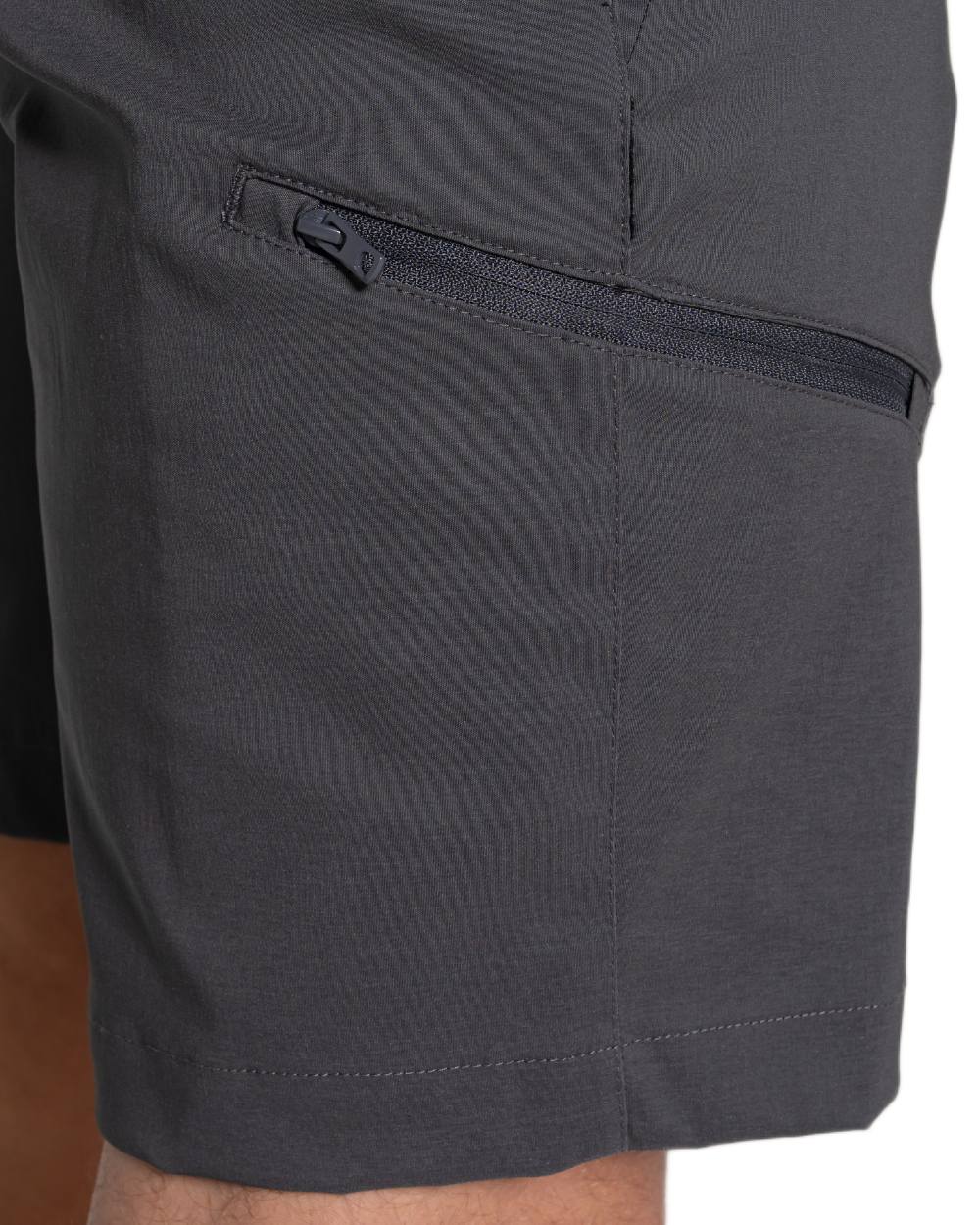 Dark Lead coloured Craghoppers Mens Kiwi Pro III Shorts on white background