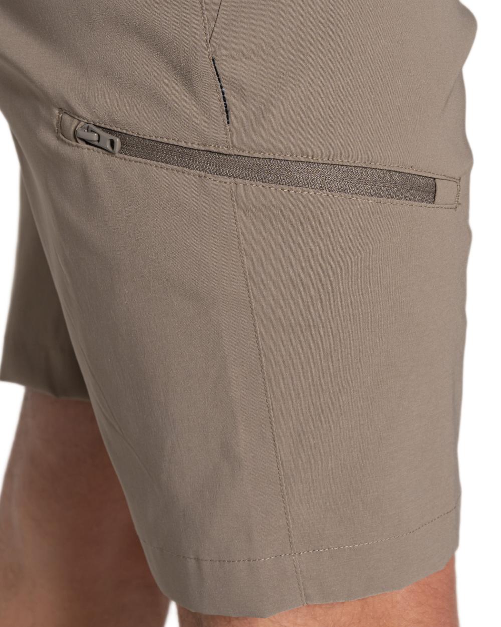 Pebble coloured Craghoppers Mens Kiwi Pro III Shorts on white background