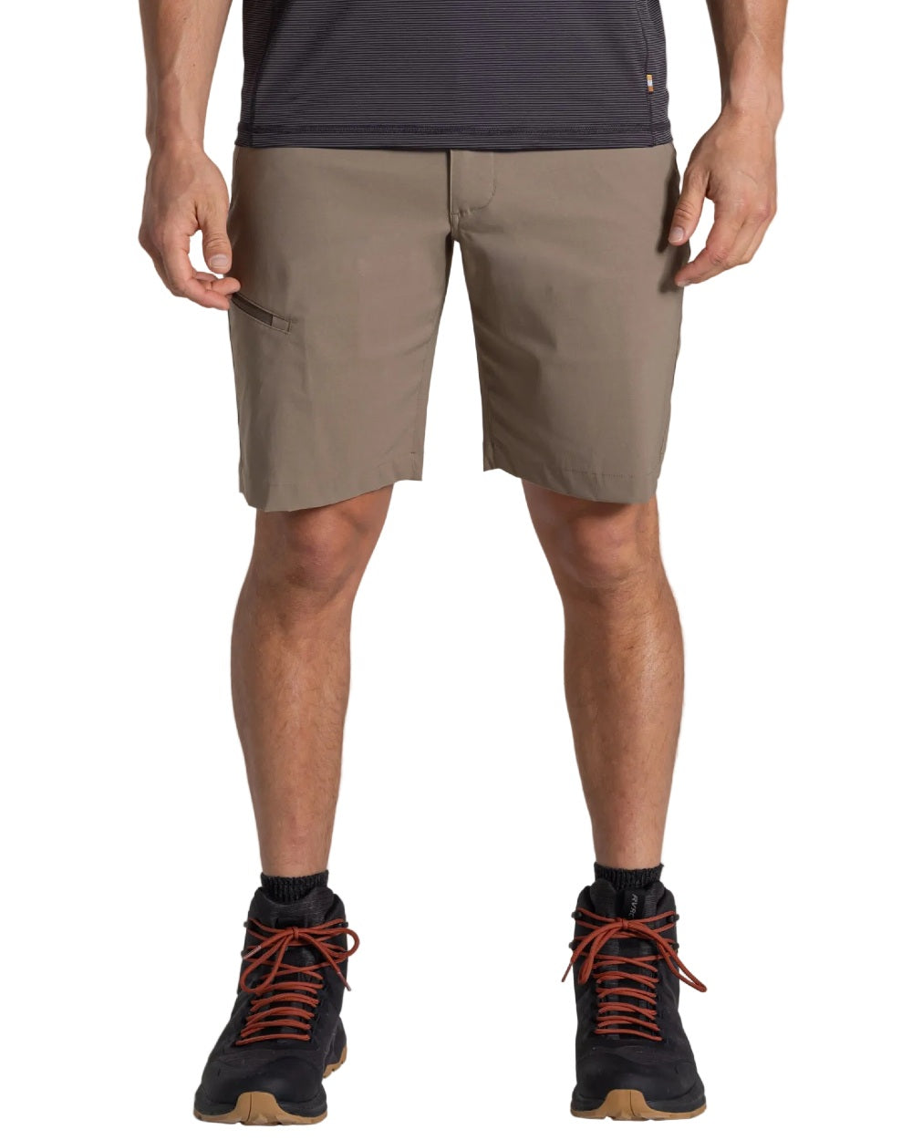 Pebble coloured Craghoppers Mens Kiwi Pro III Shorts on white background