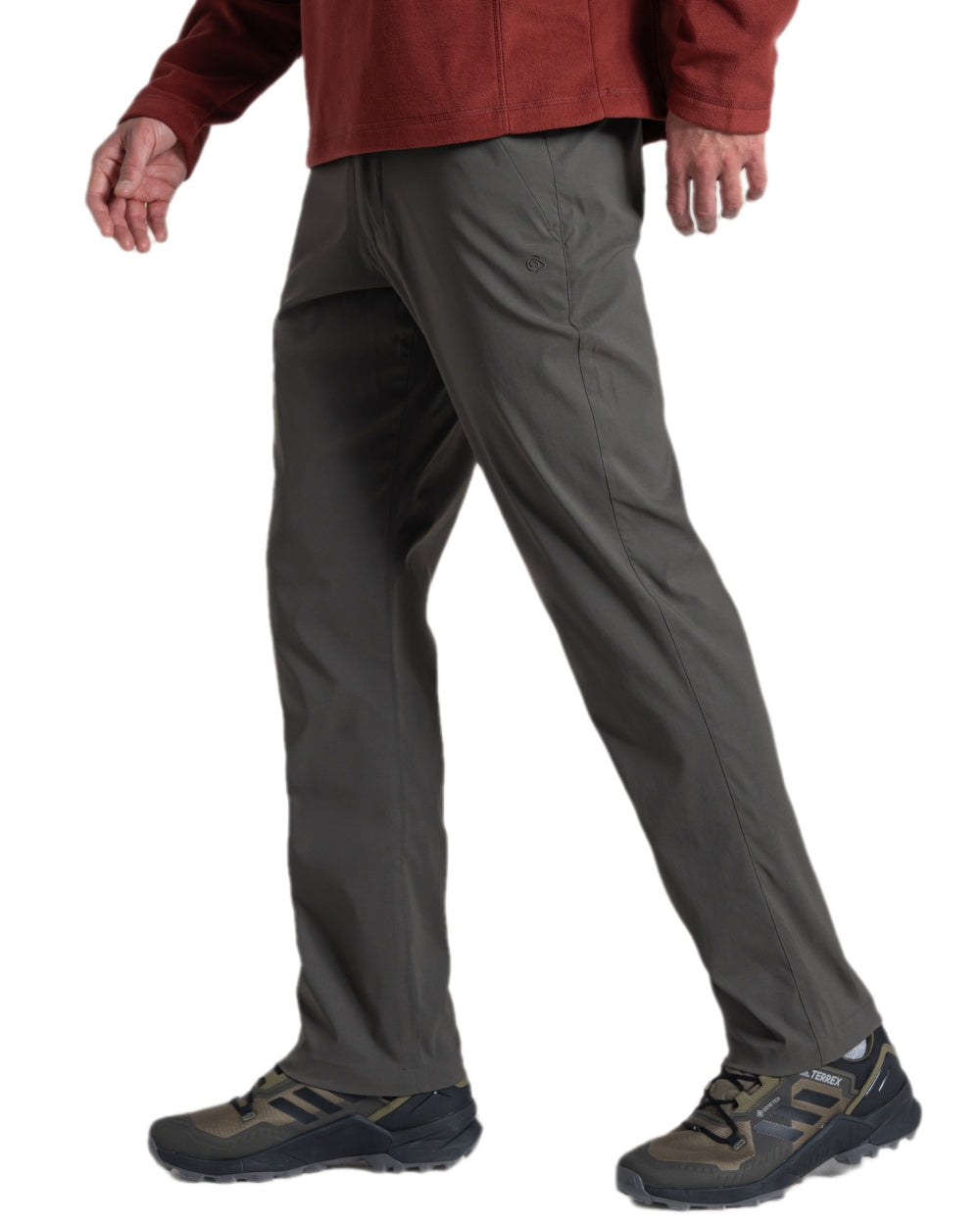 Dark Khaki Coloured Craghoppers Mens Kiwi Pro III Trouser on white background