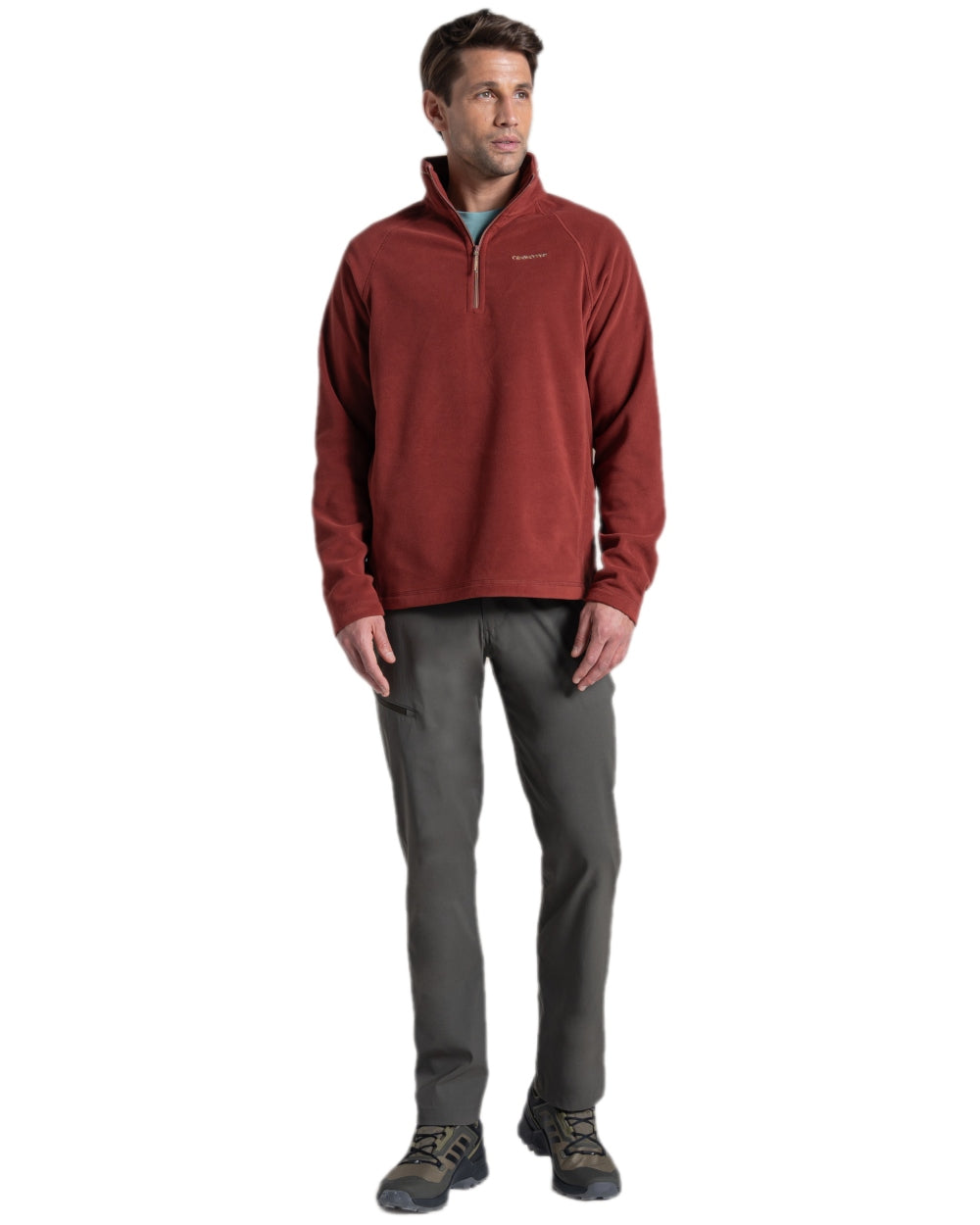 Dark Khaki Coloured Craghoppers Mens Kiwi Pro III Trouser on white background