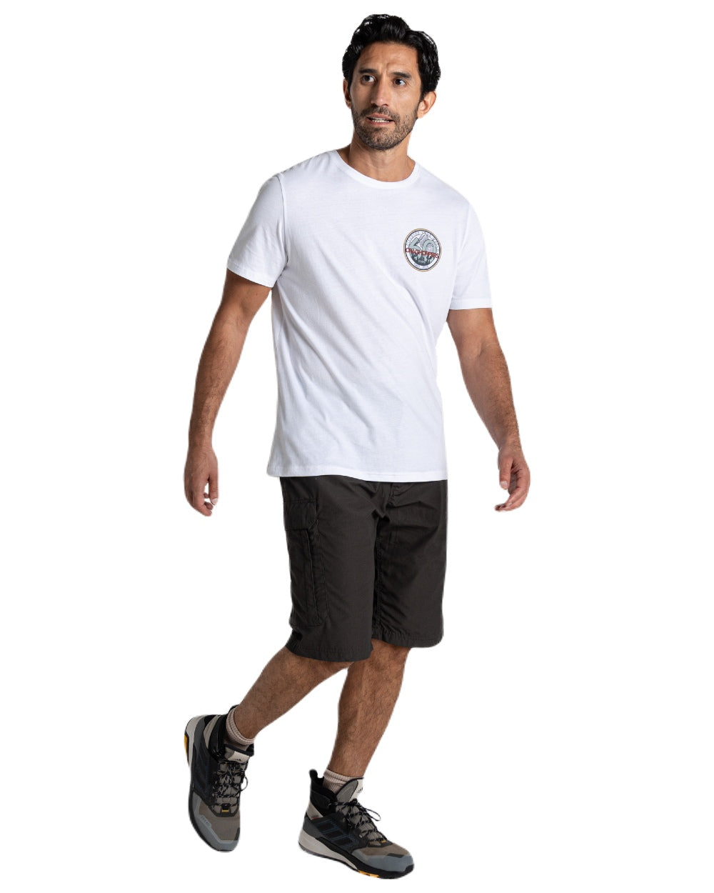 Bark coloured Craghoppers Mens Kiwi Recycled Long Short on white background