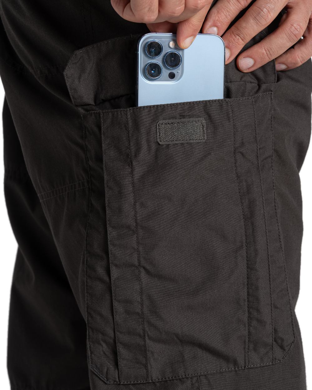 Bark coloured Craghoppers Mens Kiwi Recycled Long Short on white background