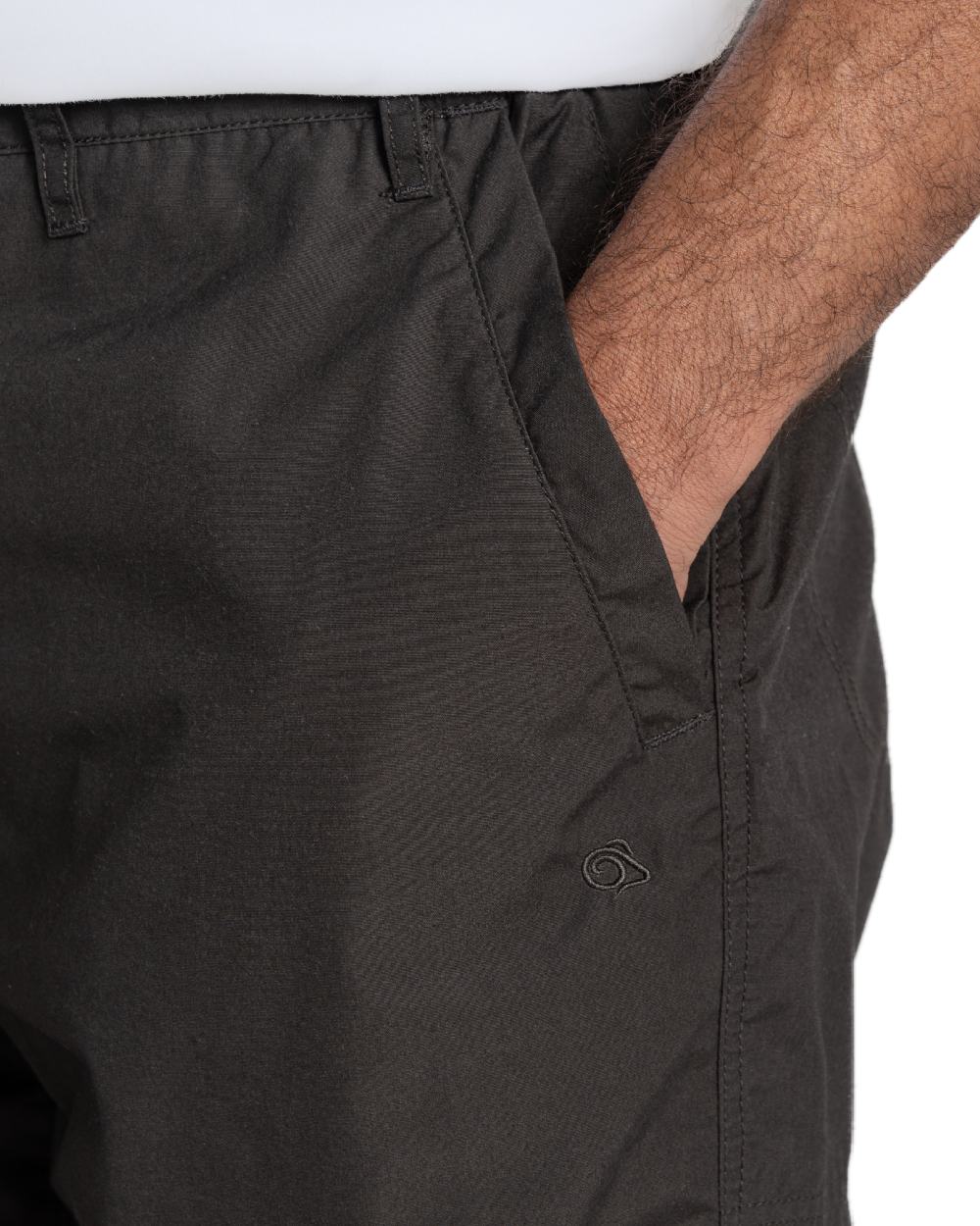 Bark coloured Craghoppers Mens Kiwi Recycled Long Short on white background