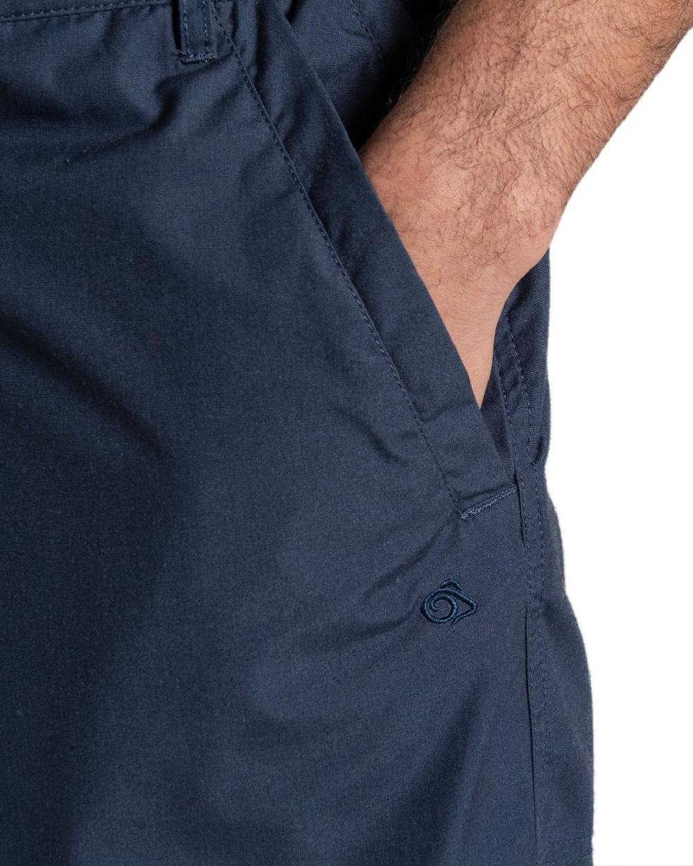 Steel Blue coloured Craghoppers Mens Kiwi Recycled Long Short on white background