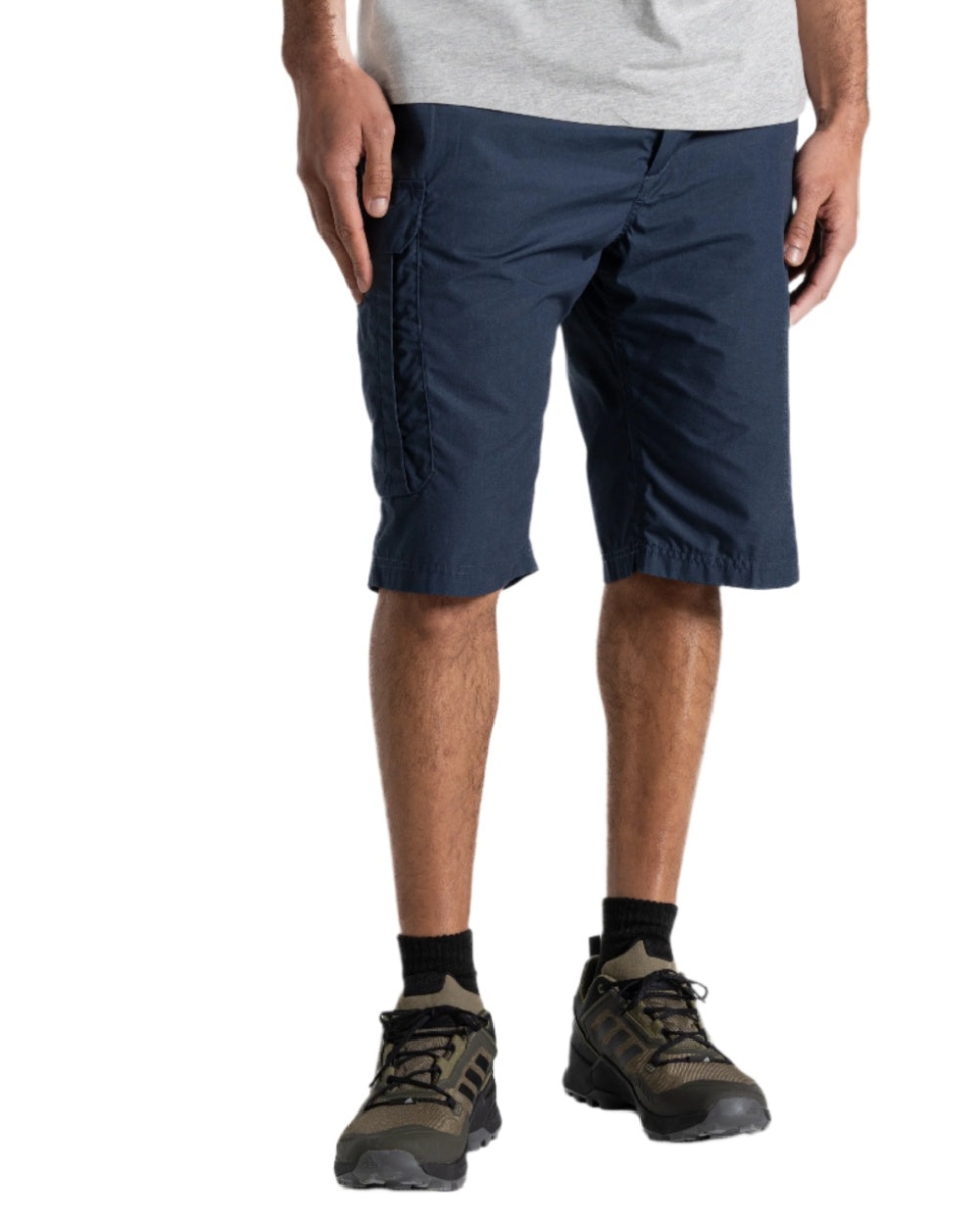 Steel Blue coloured Craghoppers Mens Kiwi Recycled Long Short on white background