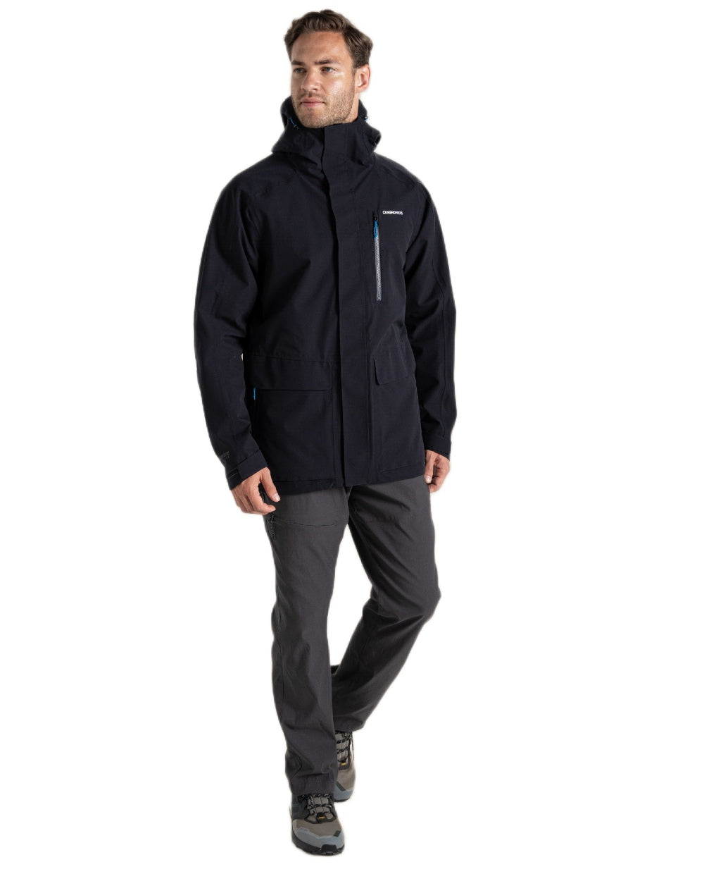 Dark Navy coloured Craghoppers Mens Lorton II Waterproof Jacket on white background