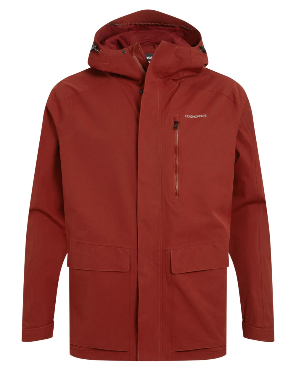 Red Jasper coloured Craghoppers Mens Lorton II Waterproof Jacket on white background