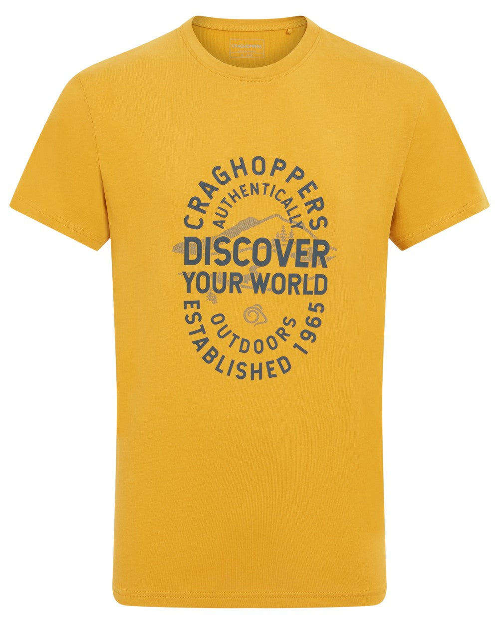 Beeswax Coloured Craghoppers Mens Lucent II Short Sleeved T-Shirt on White Background