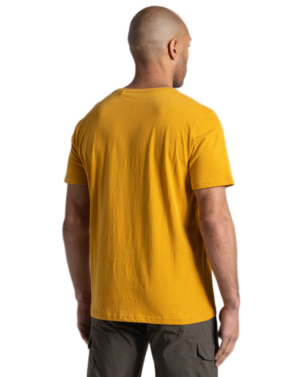 Beeswax Coloured Craghoppers Mens Lucent II Short Sleeved T-Shirt on White Background