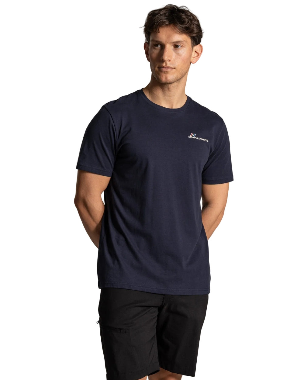 Blue Navy Brand Carrier Coloured Craghoppers Mens Lucent II Short Sleeved T-Shirt on White Background