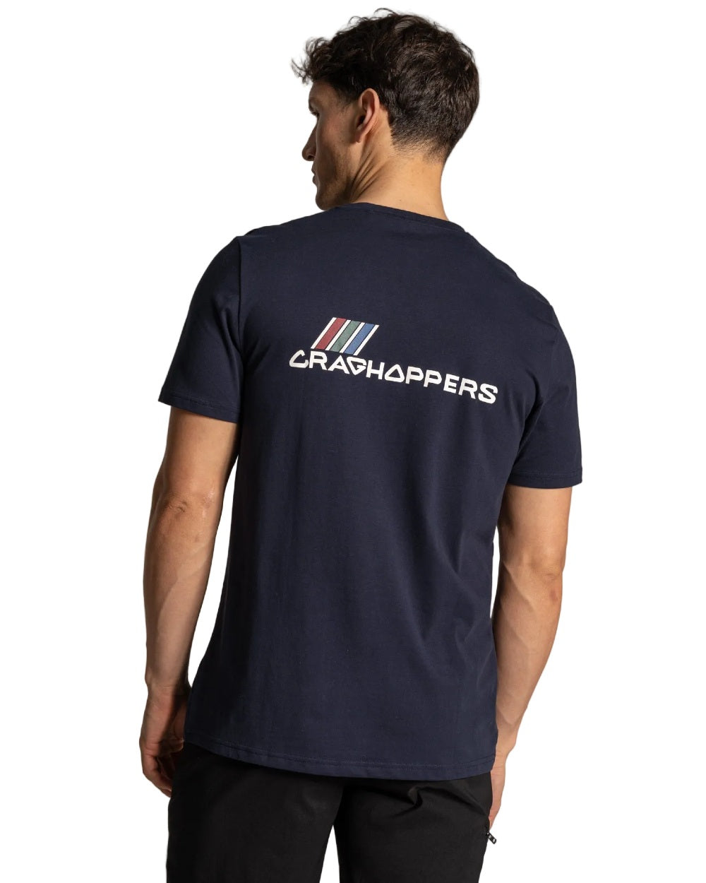 Blue Navy Brand Carrier Coloured Craghoppers Mens Lucent II Short Sleeved T-Shirt on White Background