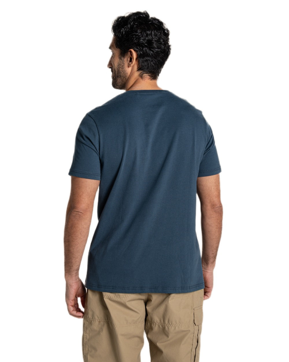 Blue Stone Coloured Craghoppers Mens Lucent II Short Sleeved T-Shirt on White Background