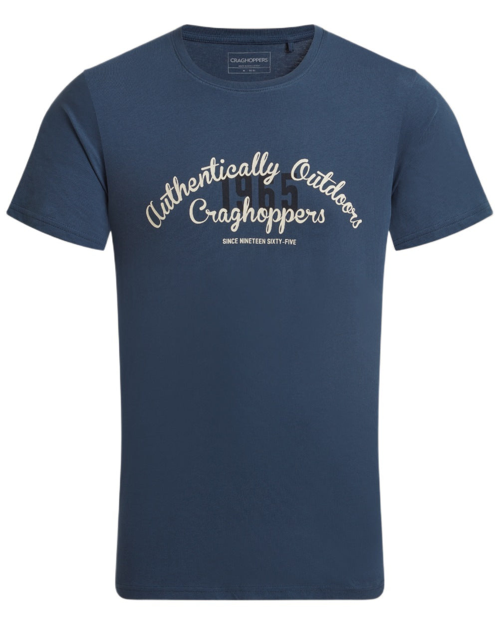 Blue Stone Coloured Craghoppers Mens Lucent II Short Sleeved T-Shirt on White Background