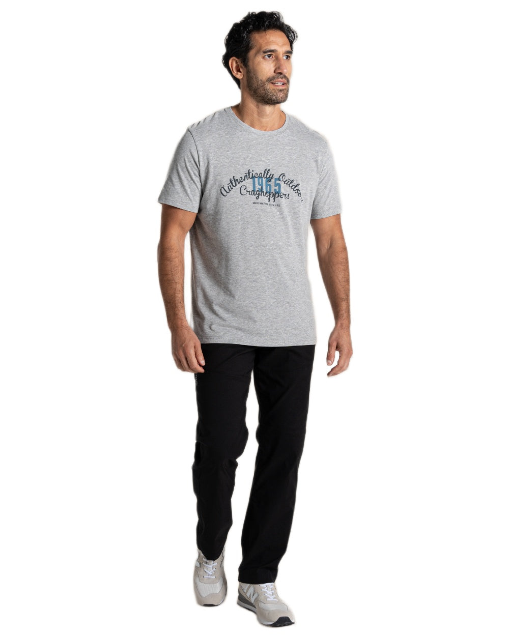 Light Grey Marl Coloured Craghoppers Mens Lucent II Short Sleeved T-Shirt on White Background