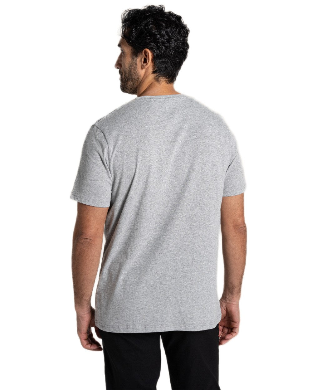 Light Grey Marl Coloured Craghoppers Mens Lucent II Short Sleeved T-Shirt on White Background