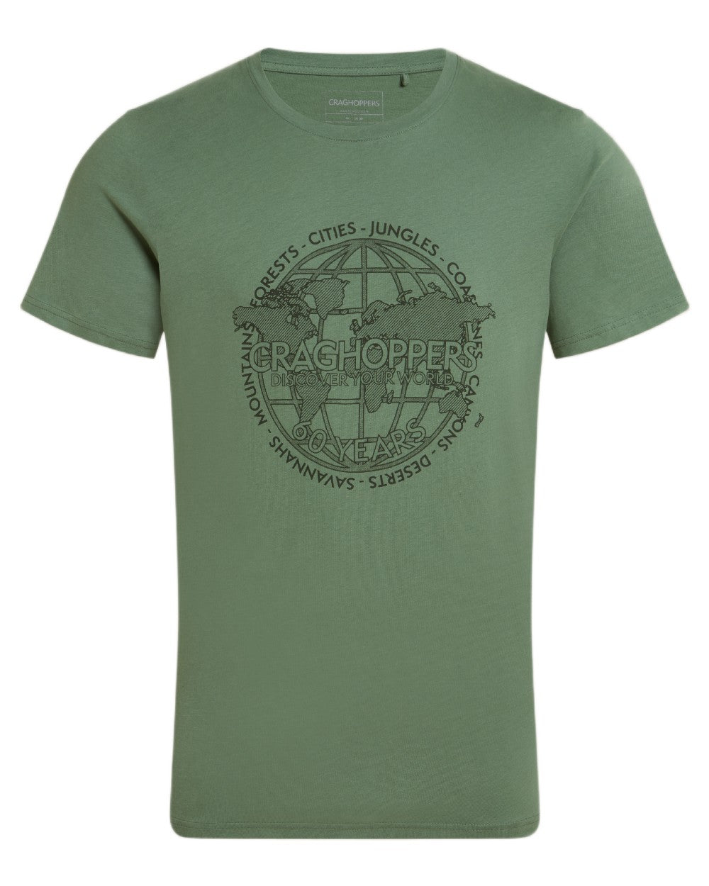 Mangrove Green Coloured Craghoppers Mens Lucent II Short Sleeved T-Shirt on White Background