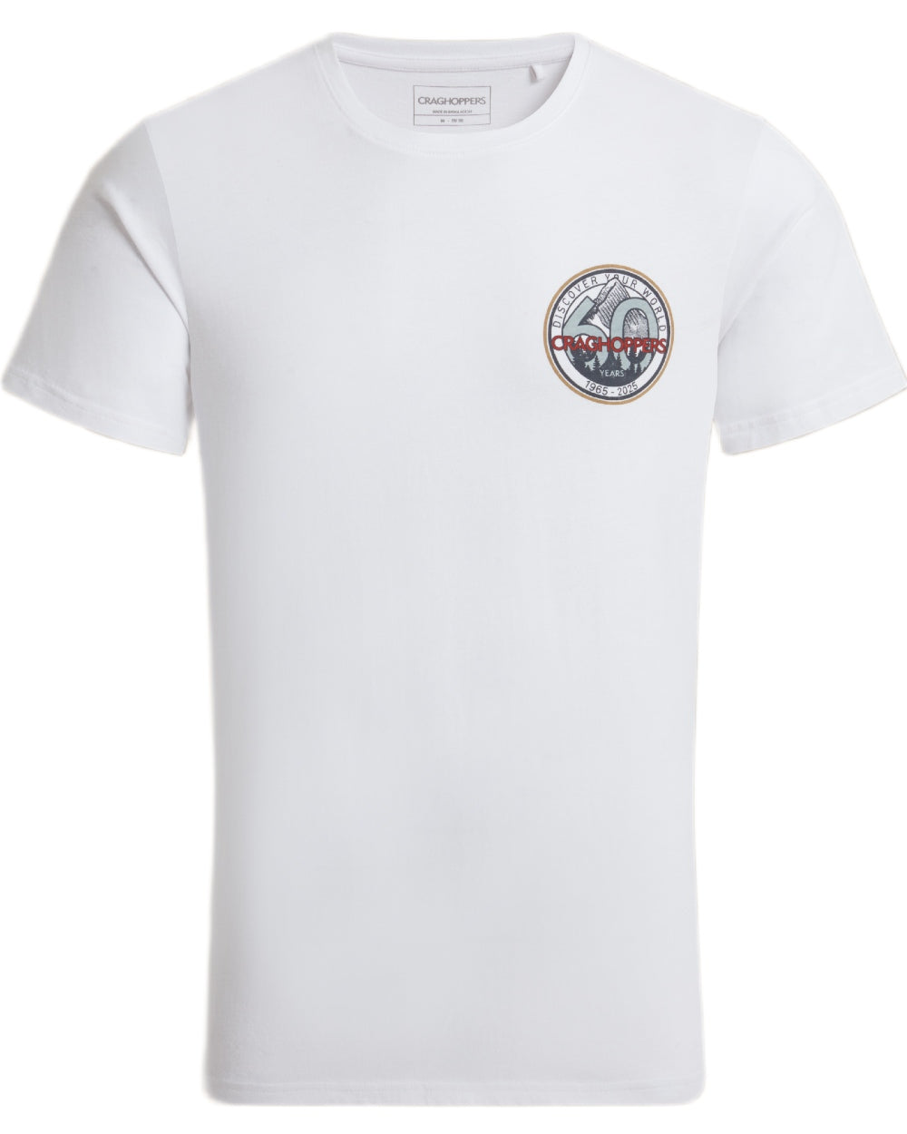 Optic White Coloured Craghoppers Mens Lucent II Short Sleeved T-Shirt on White Background