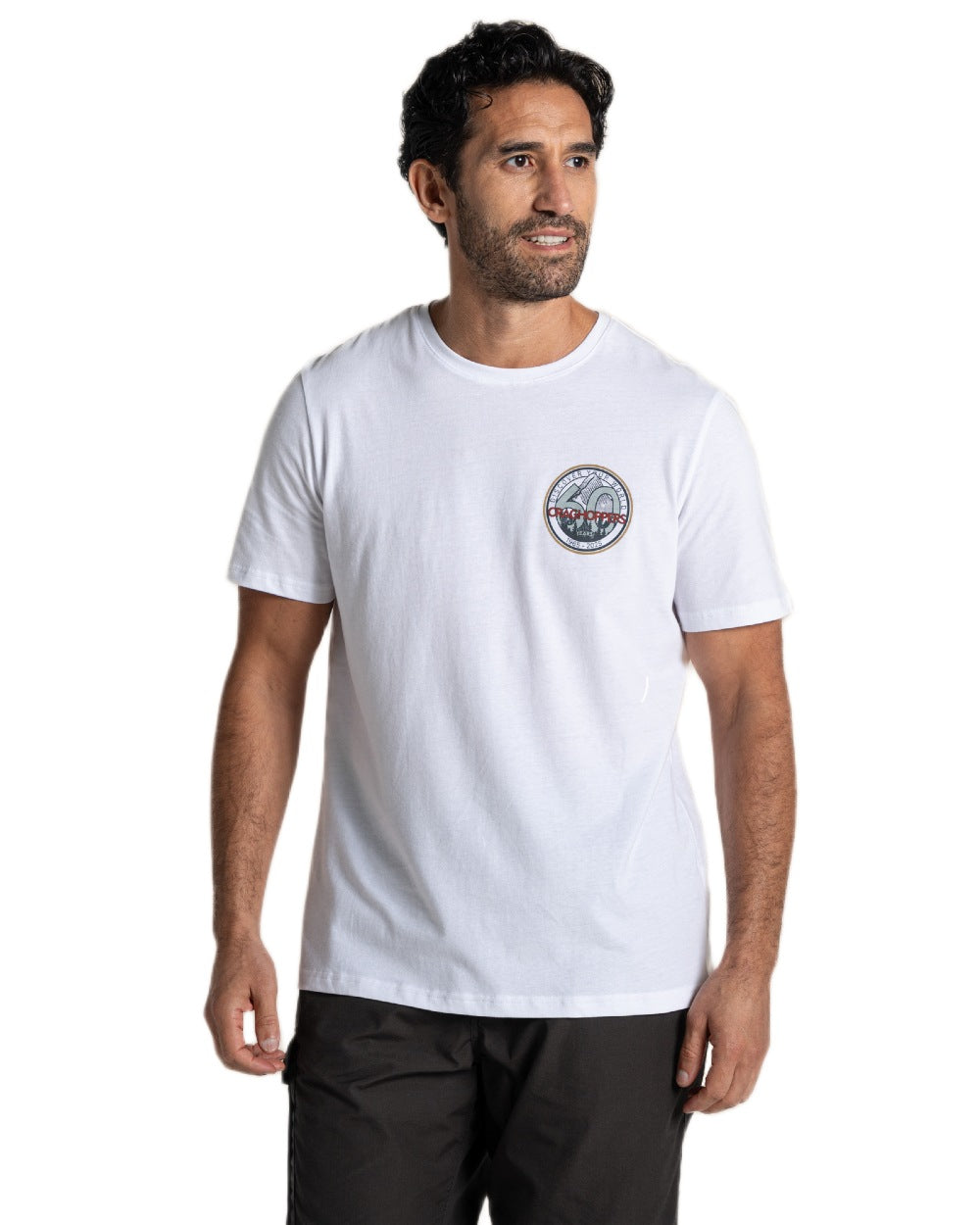 Optic White Coloured Craghoppers Mens Lucent II Short Sleeved T-Shirt on White Background