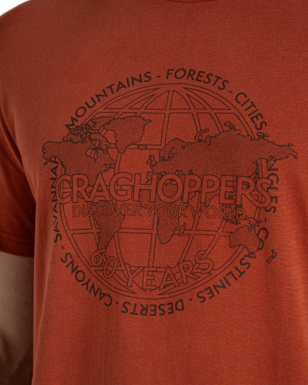 Red Beach Coloured Craghoppers Mens Lucent II Short Sleeved T-Shirt on White Background