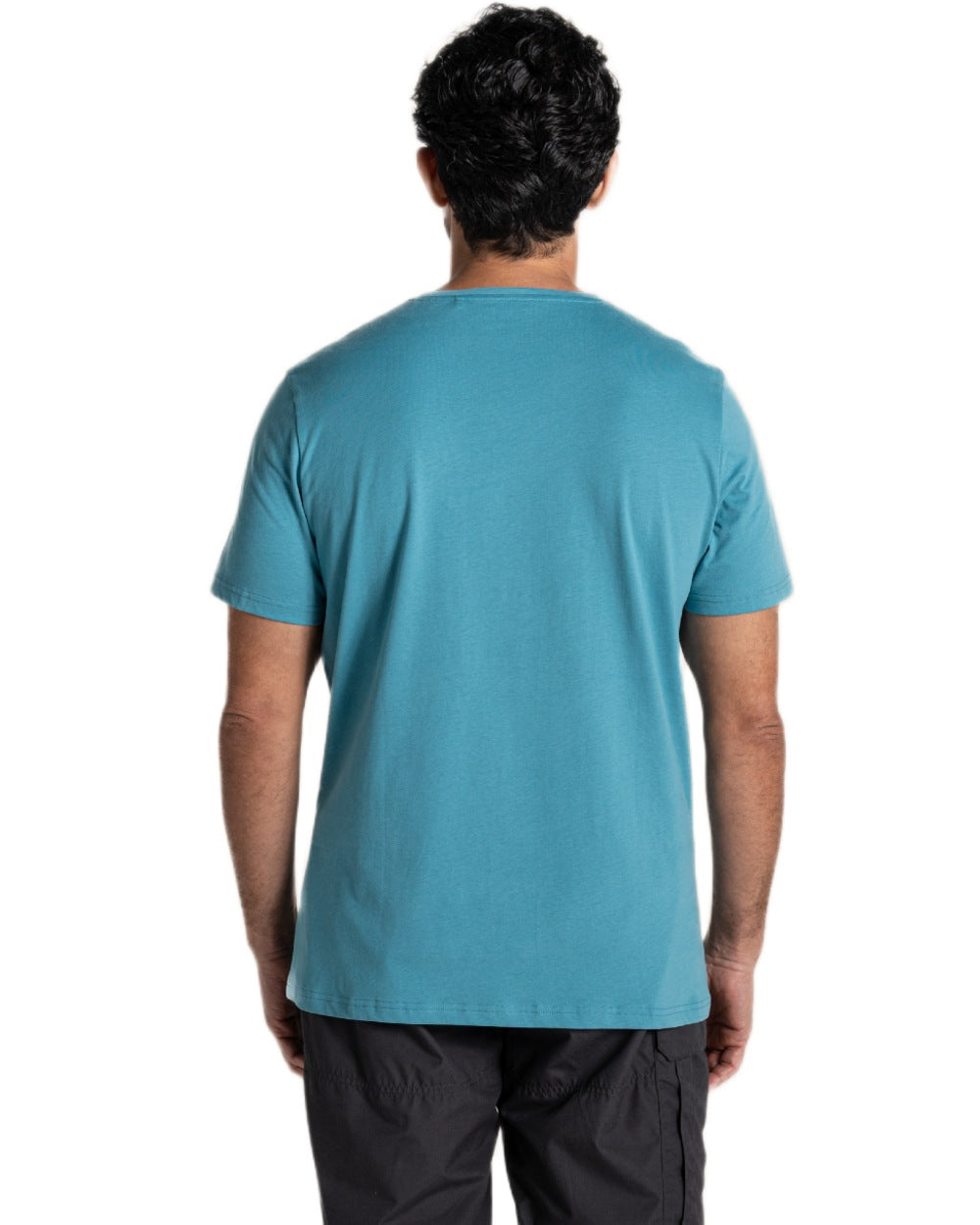 Tranquil Blue Coloured Craghoppers Mens Lucent II Short Sleeved T-Shirt on White Background