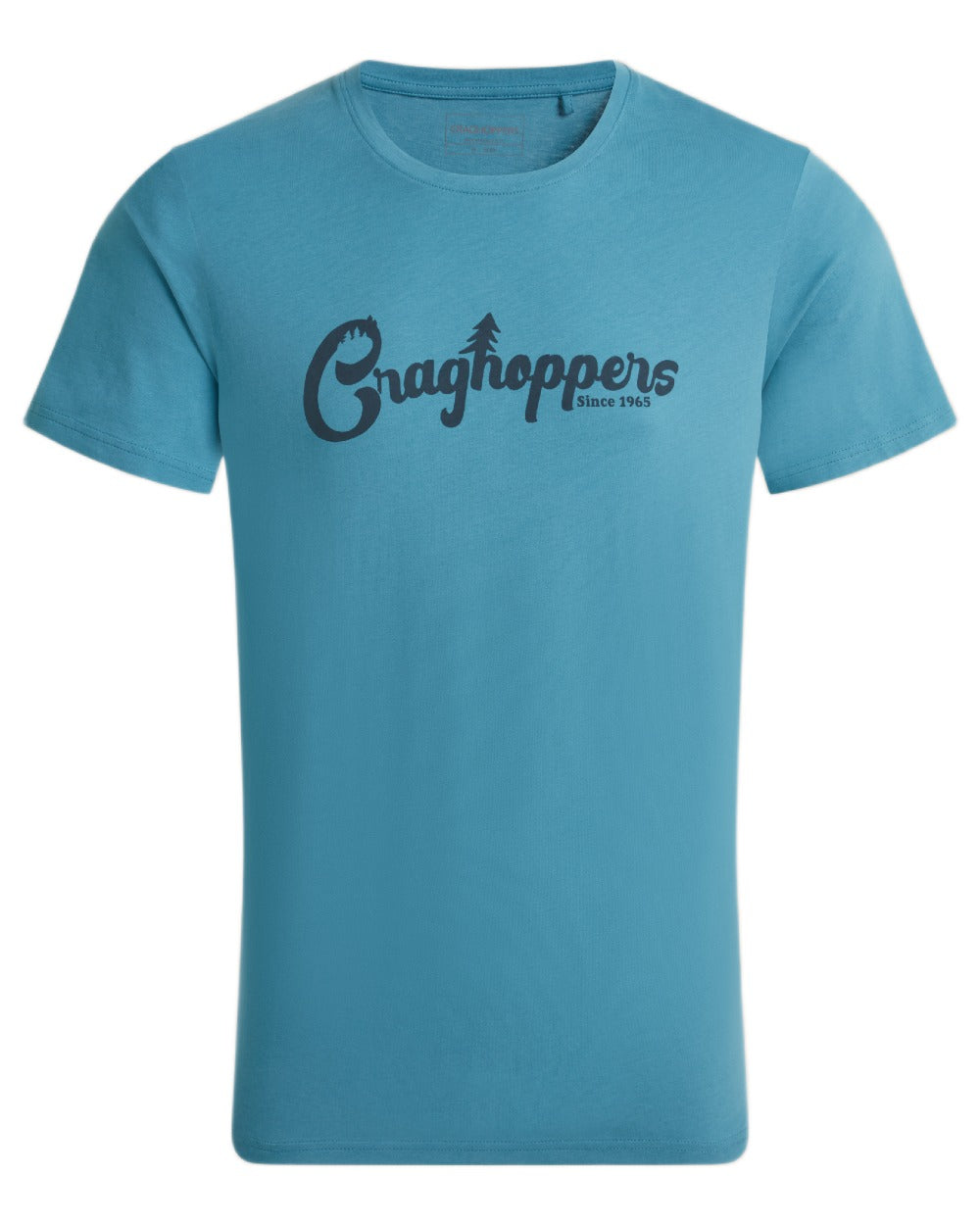 Tranquil Blue Coloured Craghoppers Mens Lucent II Short Sleeved T-Shirt on White Background