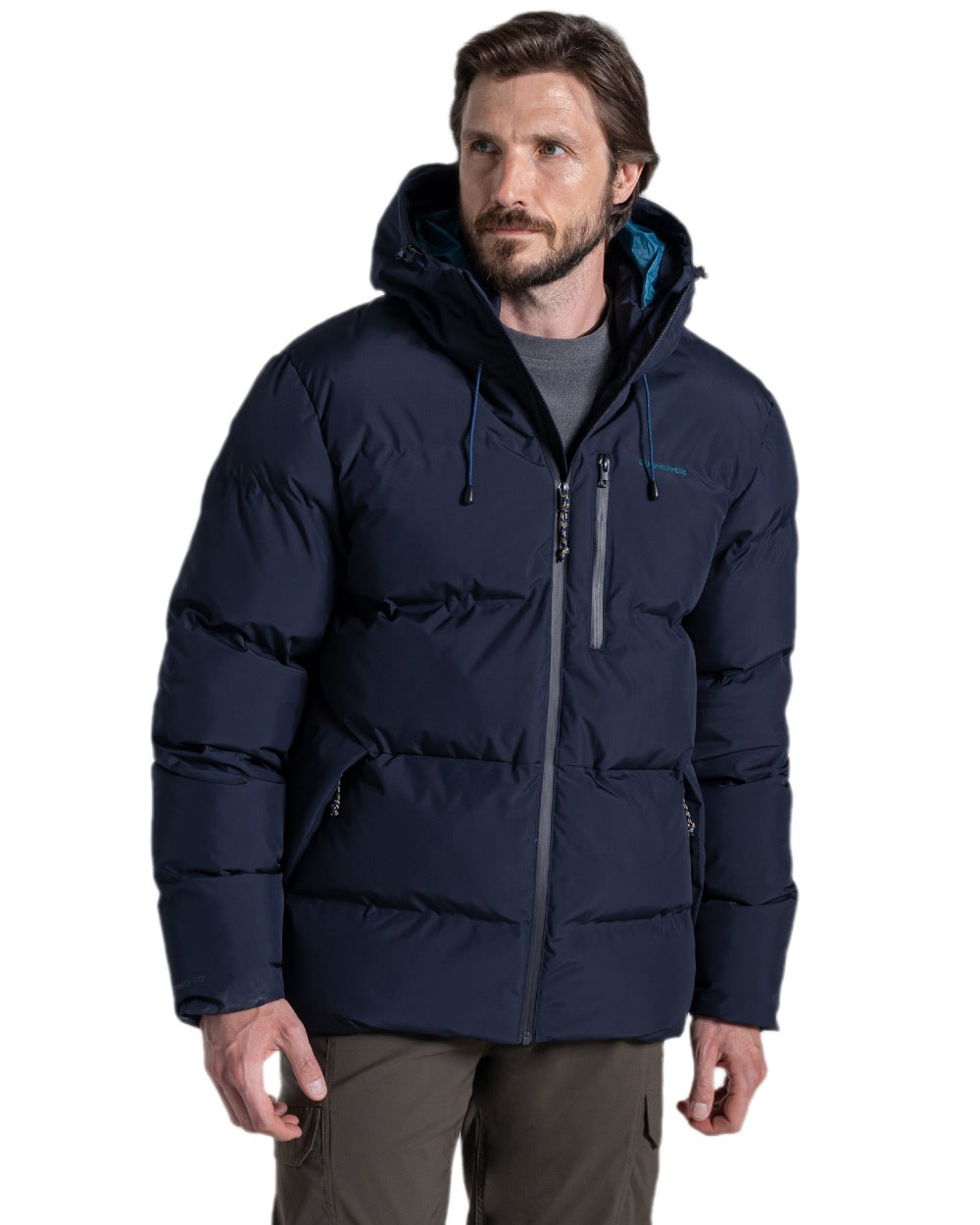 Dark Navy Coloured Craghoppers Mens Mardale Hooded Jacket on white background