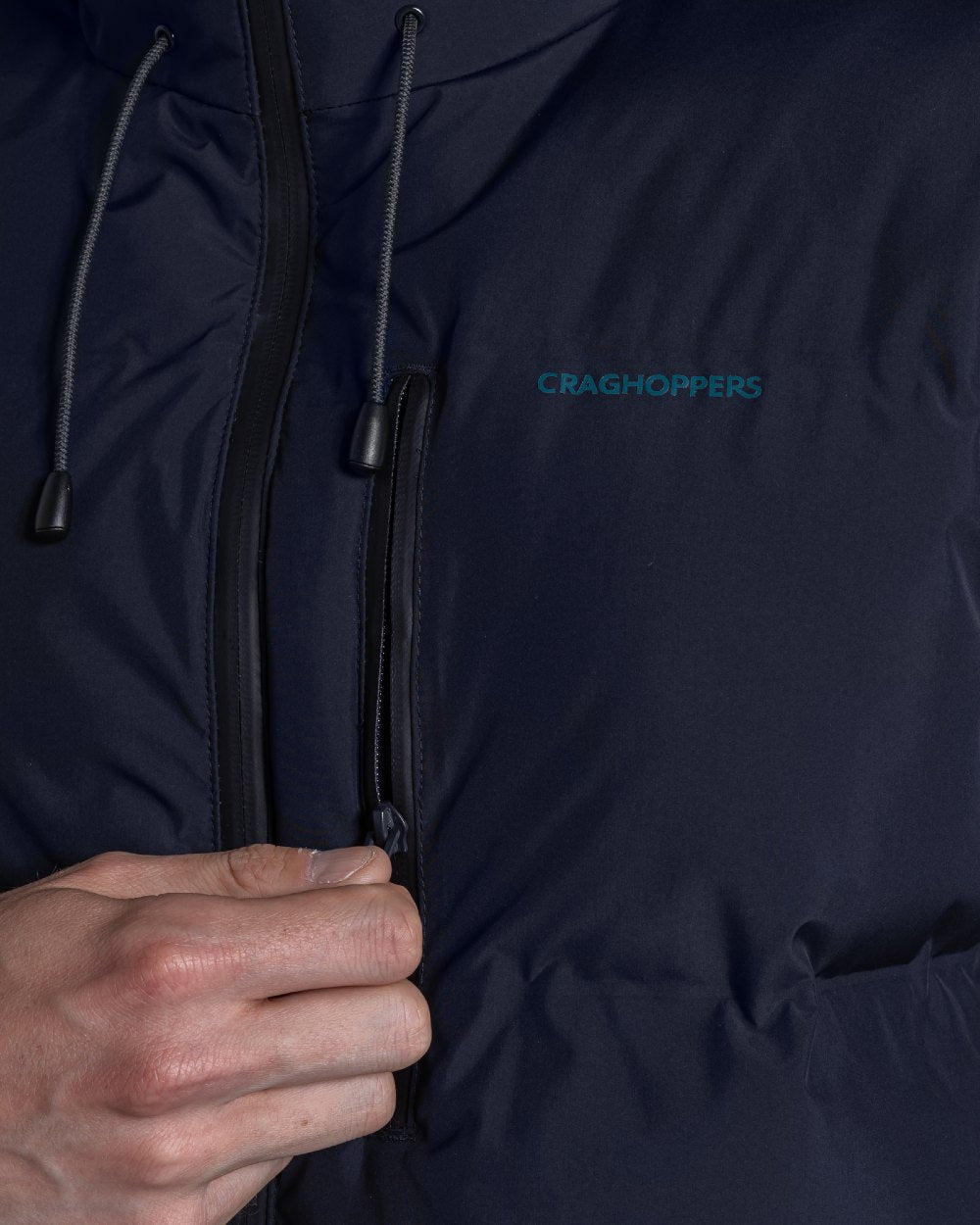 Dark Navy Coloured Craghoppers Mens Mardale Hooded Jacket on white background