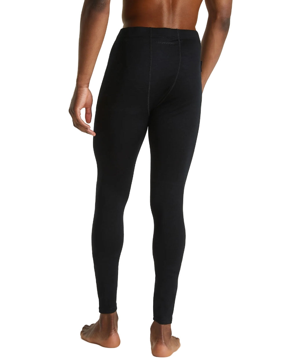 Black coloured Craghoppers Mens Merino Baselayer Leggings on white background