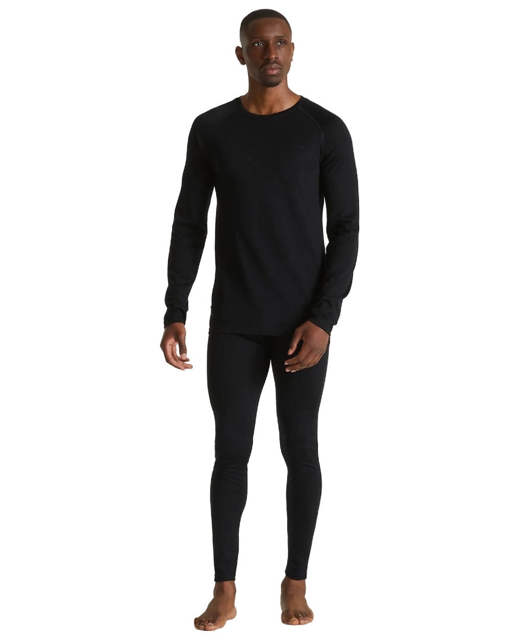 Black coloured Craghoppers Mens Merino Baselayer Leggings on white background