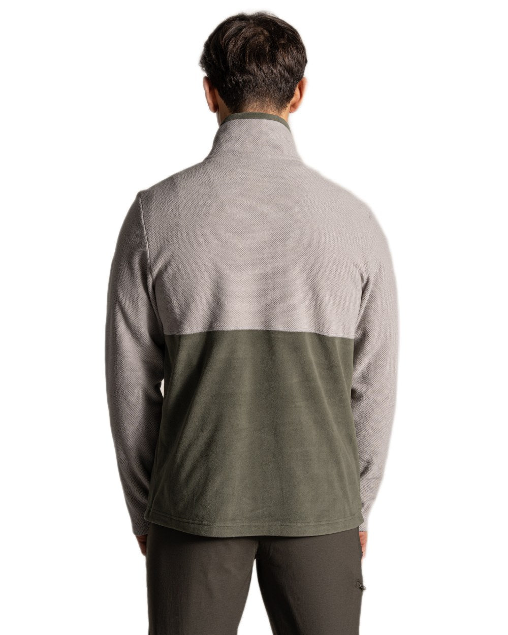 Parchment Dark Sage coloured Craghoppers Mens Miller Half Zip Fleece on white background
