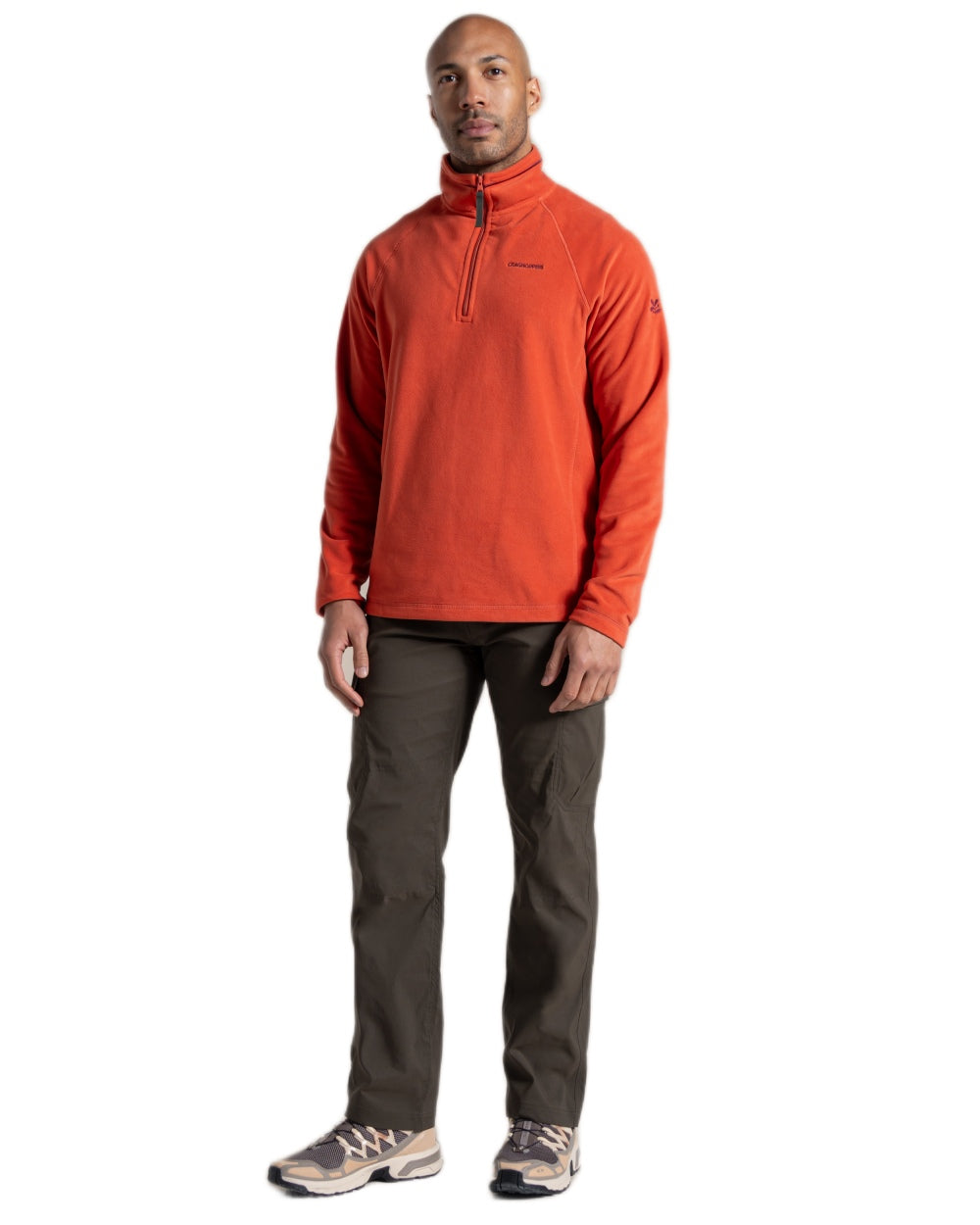 Feldspar coloured Craghoppers Mens National Trust Corey II Half Zip Fleece on white background