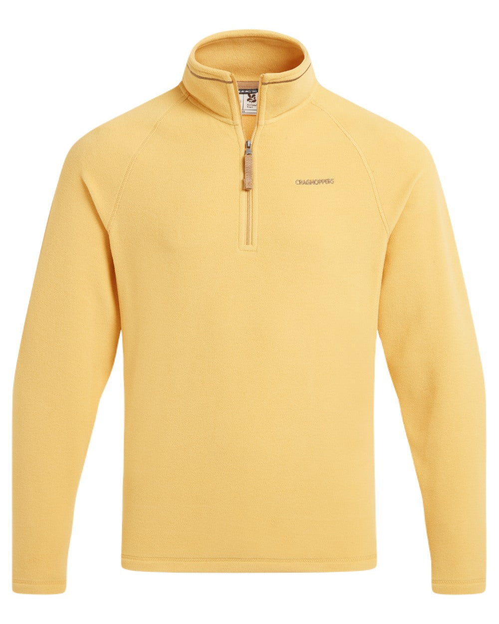 Indian Yellow coloured Craghoppers Mens National Trust Corey II Half Zip Fleece on white background