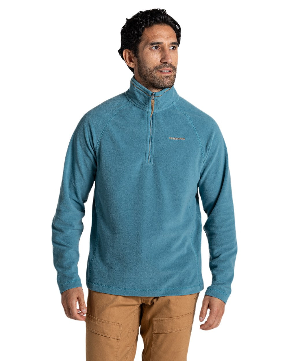 Tranquil Blue coloured Craghoppers Mens National Trust Corey II Half Zip Fleece on white background