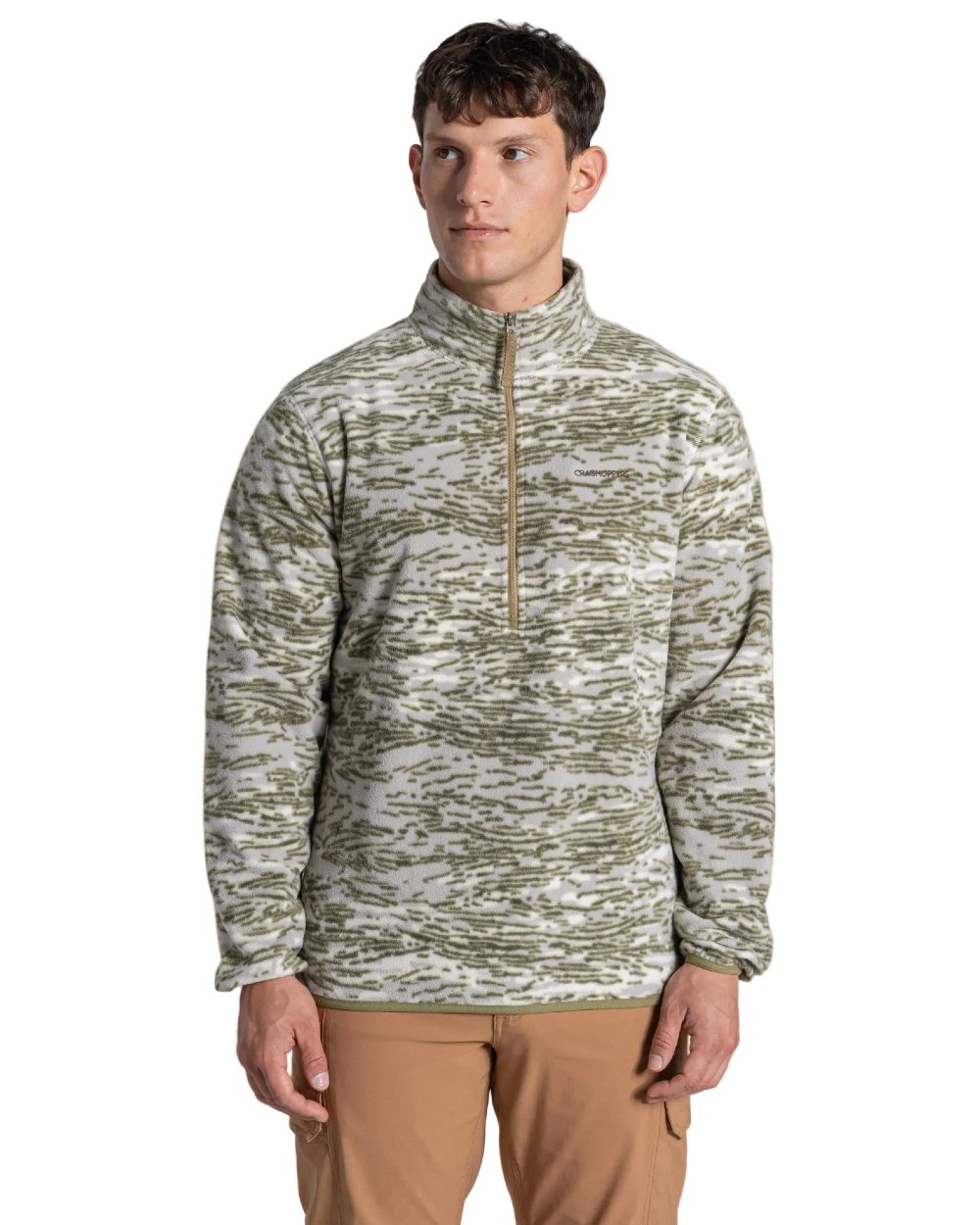Cardamon Print coloured Craghoppers Mens National Trust Irt Half Zip Fleece on white background