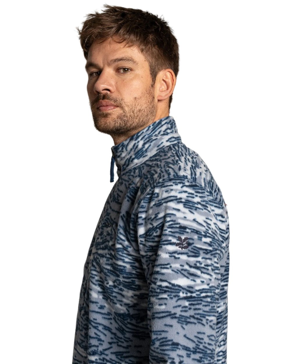 Juniper Berry Print coloured Craghoppers Mens National Trust Irt Half Zip Fleece on white background