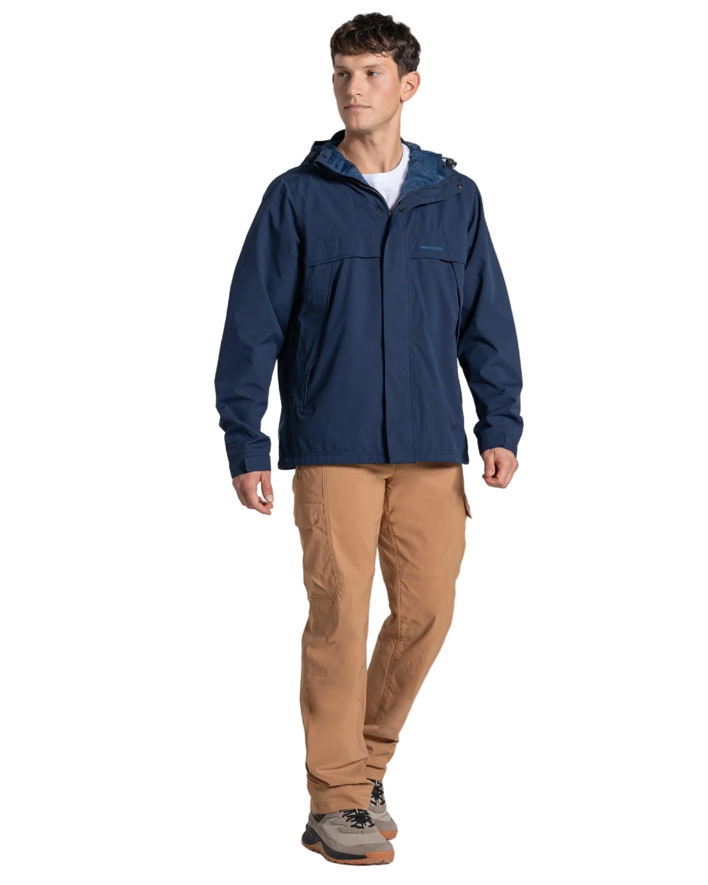 Blue Navy coloured Craghoppers Mens National Trust Keskadale Waterproof Jacket on white background