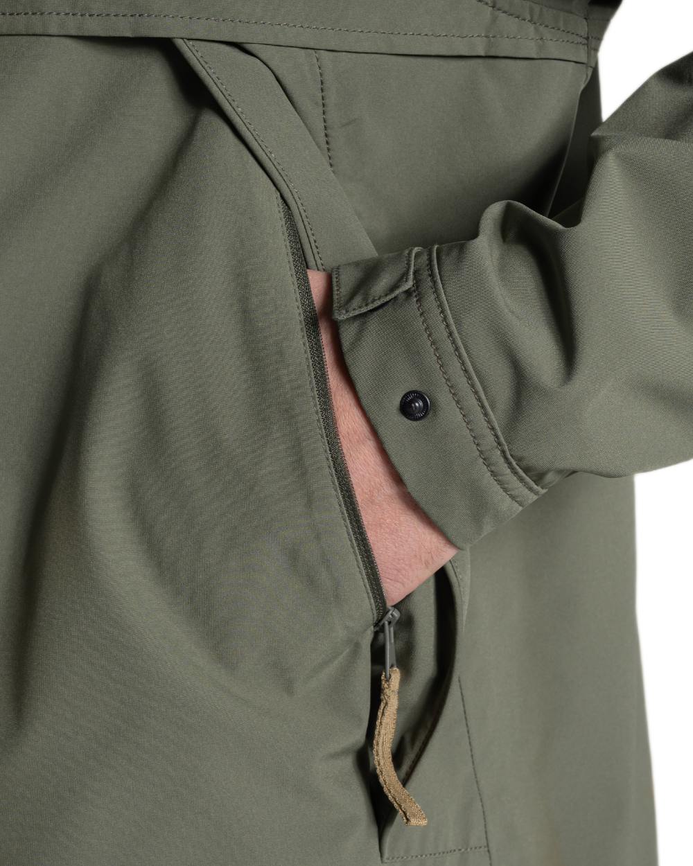 Dark Sage coloured Craghoppers Mens National Trust Keskadale Waterproof Jacket on white background