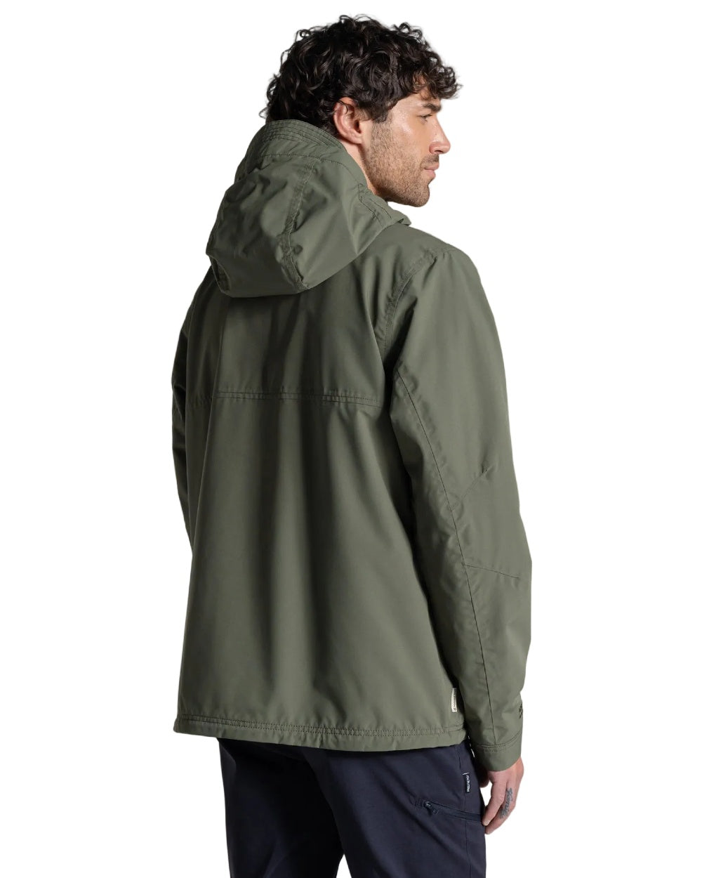Dark Sage coloured Craghoppers Mens National Trust Keskadale Waterproof Jacket on white background