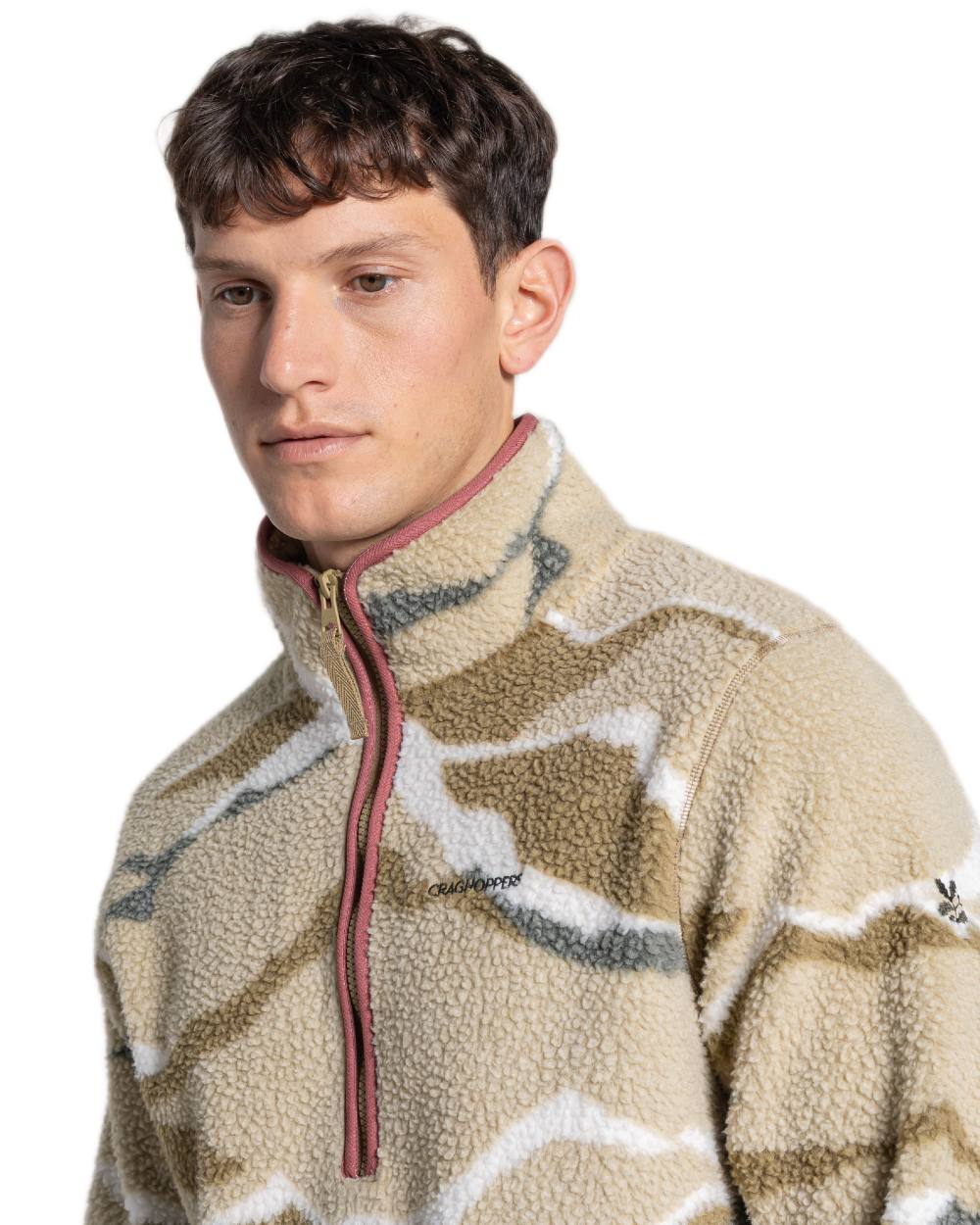 Cardamon Print coloured Craghoppers Mens National Trust Rawthey Half Zip Fleece on white background