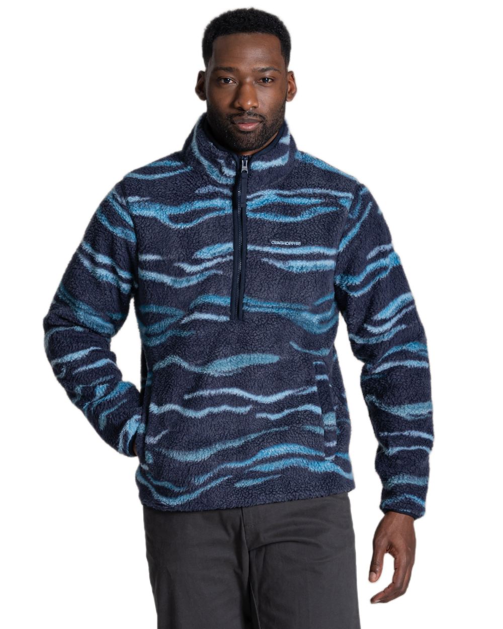 Dark Navy coloured Craghoppers Mens National Trust Rawthey Half Zip Fleece on white background